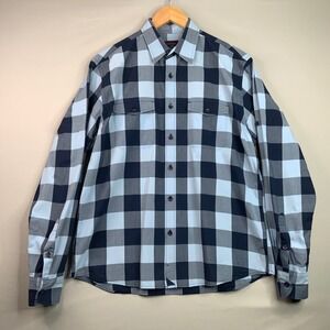 UNTUCKit Mens Large Plaid Button Down Long Sleeve Shirt Blue Gray Cotton